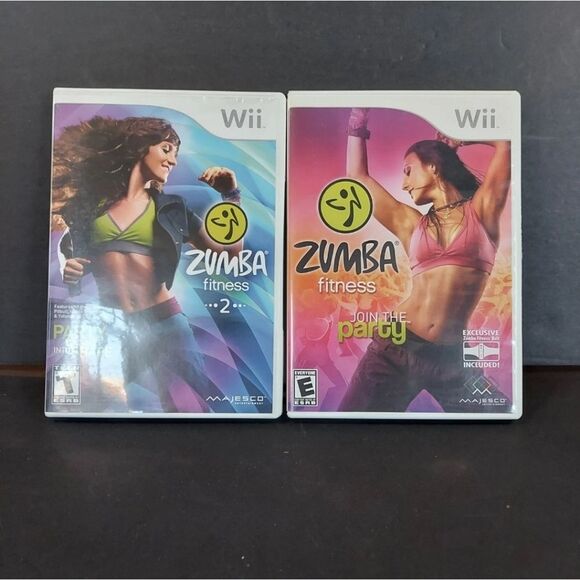 Nintendo Wii Zumba Fitness 1 & 2 Join The Party Dance Exercise Video Game Bundle - Picture 1 of 4
